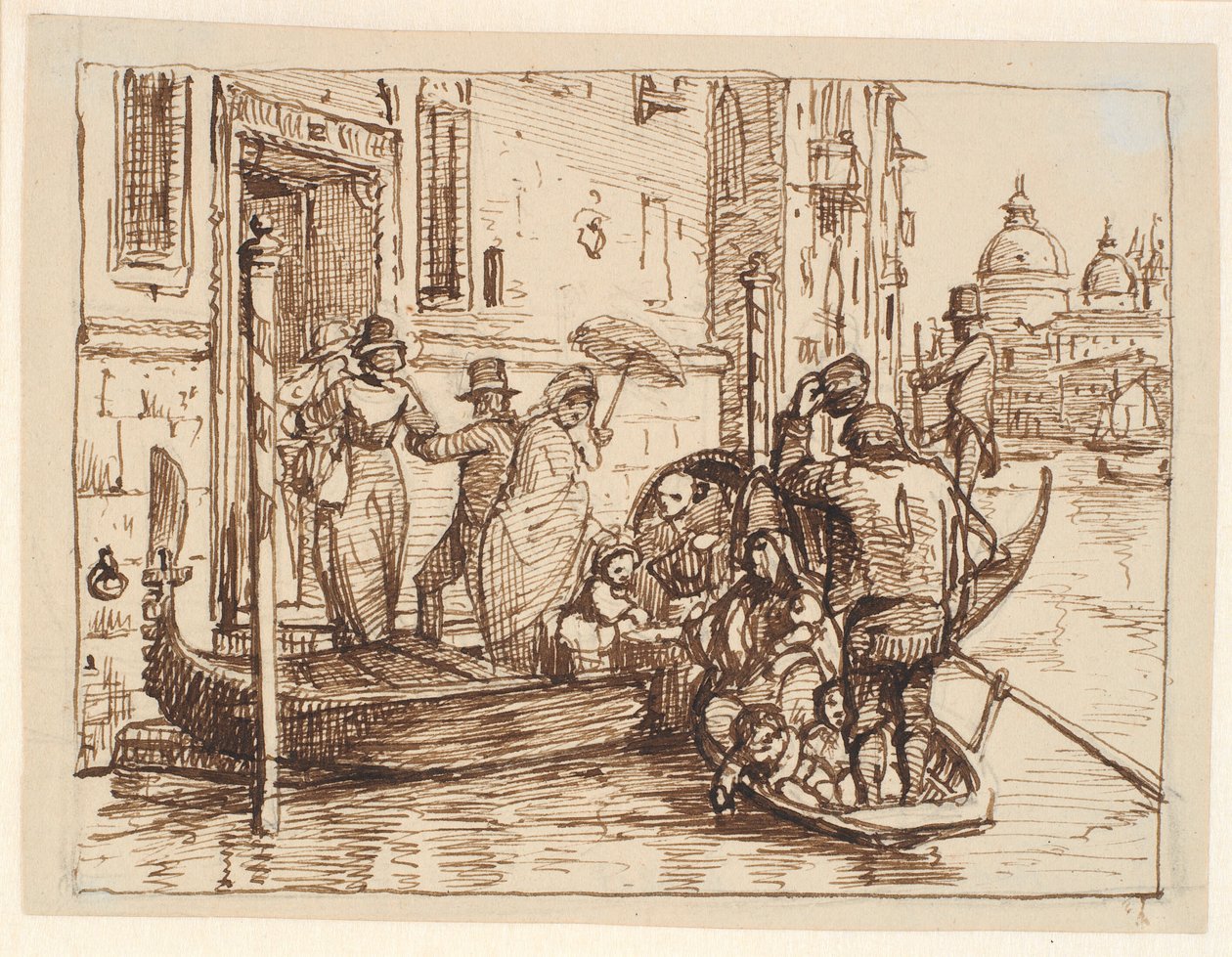 Desembarcando de una góndola en el Canal Grande en Venecia. Al fondo Santa Maria delle Salute de Wilhelm Marstrand