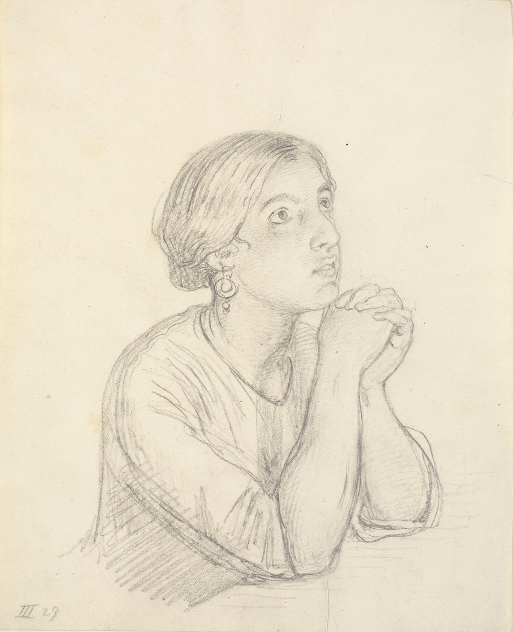 Italiana rezando, primer plano del pecho de Wilhelm Marstrand