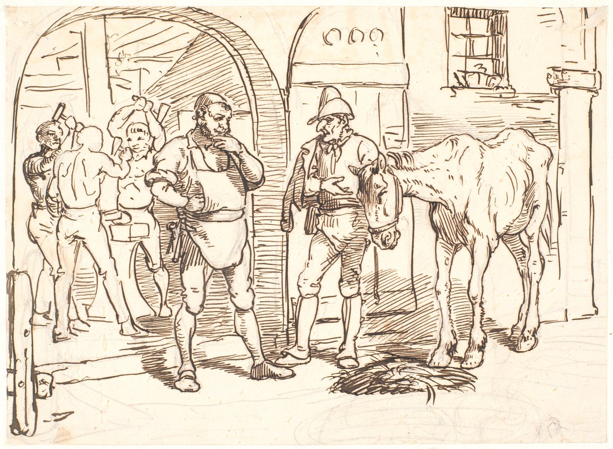 El viejo caballo llevado a una herrería romana de Wilhelm Marstrand