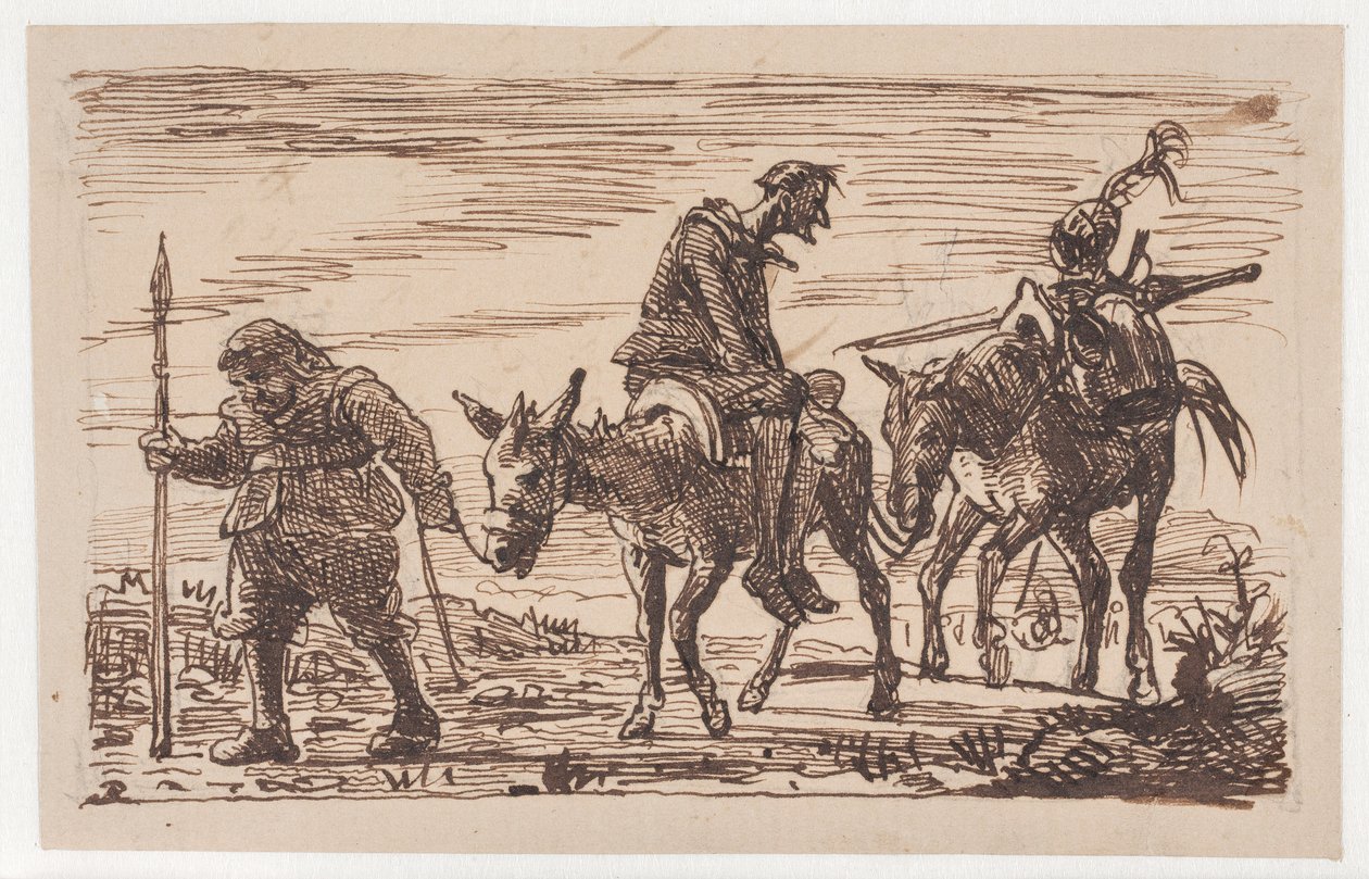 Don Quijote azotado es llevado a casa de Wilhelm Marstrand