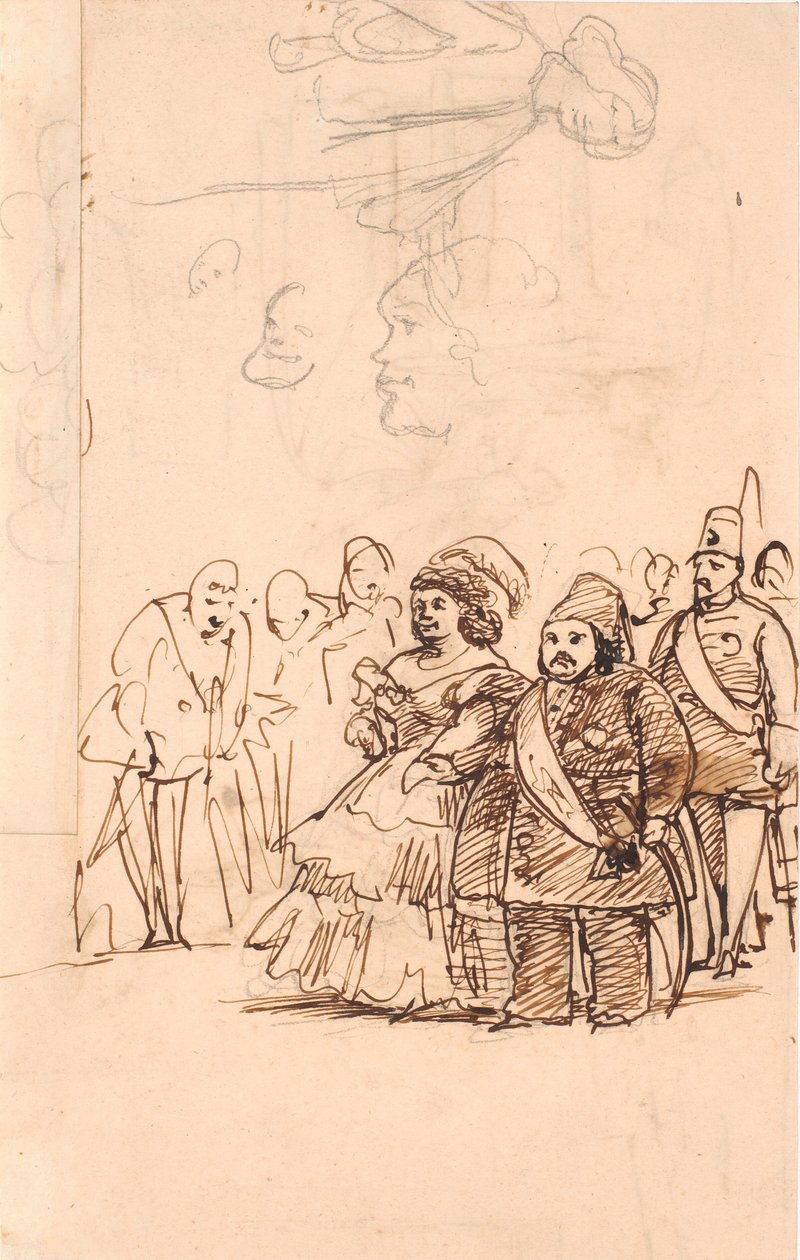 El príncipe turco Mehemet Aly como caballero de la condesa Danner durante su visita a Copenhague, mayo de 1859 de Wilhelm Marstrand