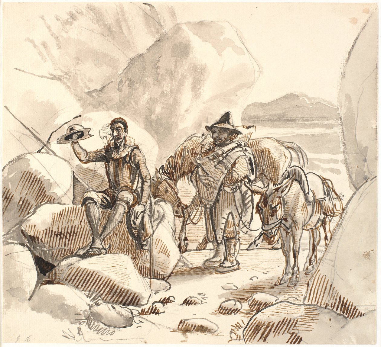Don Quijote instruye a Sancho sobre la fama y el futuro de los caballeros de Wilhelm Marstrand