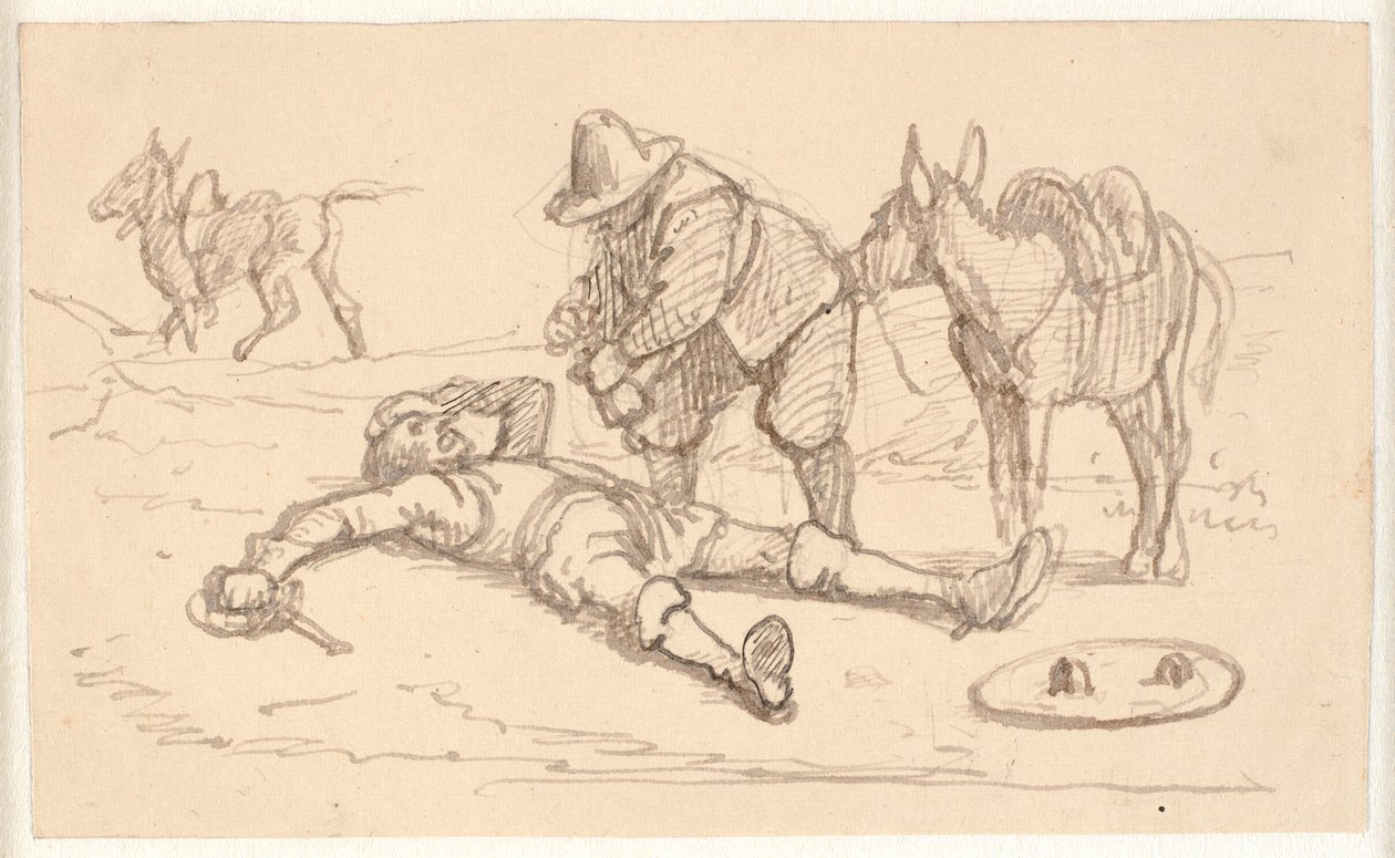 Don Quijote herido y ayudado por Sancho de Wilhelm Marstrand