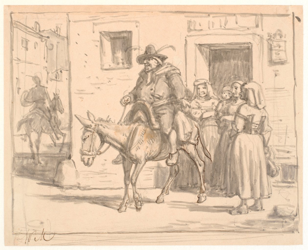 Don Quijote y Sancho Panza dejando la posada de Wilhelm Marstrand