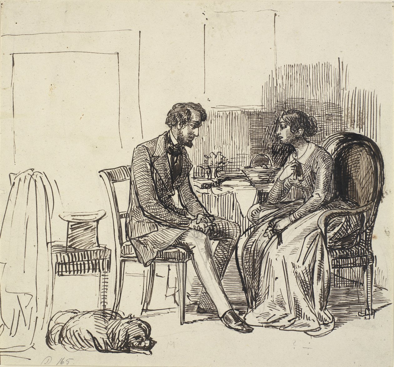 Un caballero de visita a una dama joven de Wilhelm Marstrand