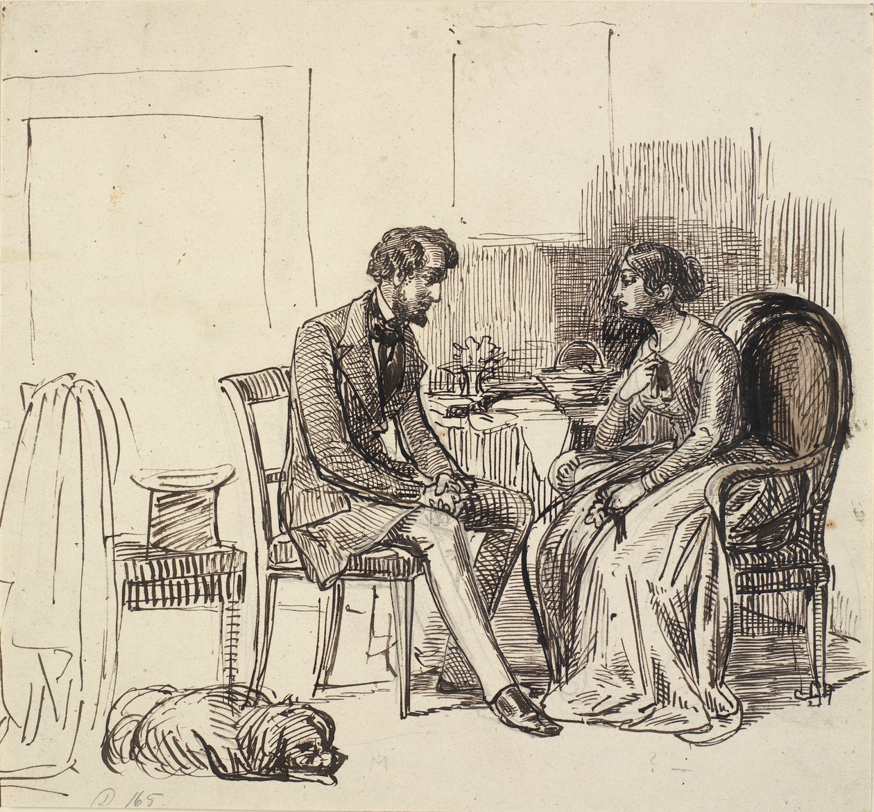Un caballero de visita a una dama joven de Wilhelm Marstrand