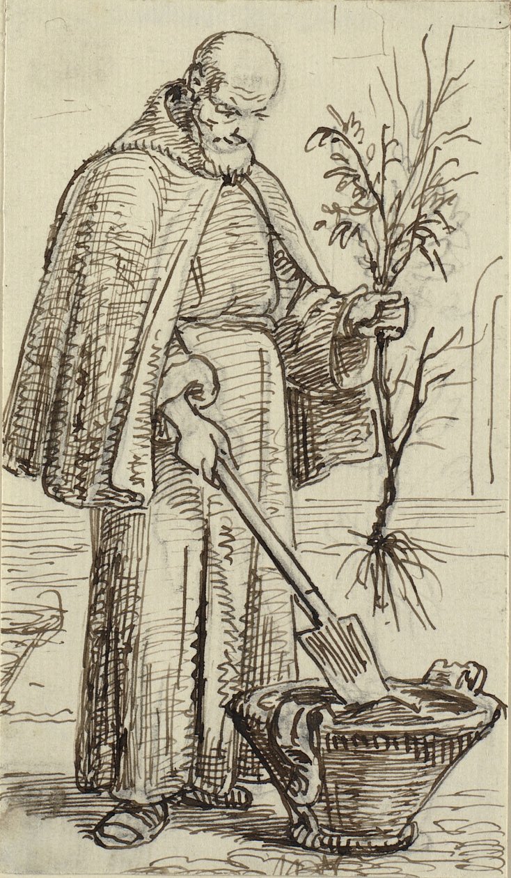 Un monje planta un árbol de Wilhelm Marstrand