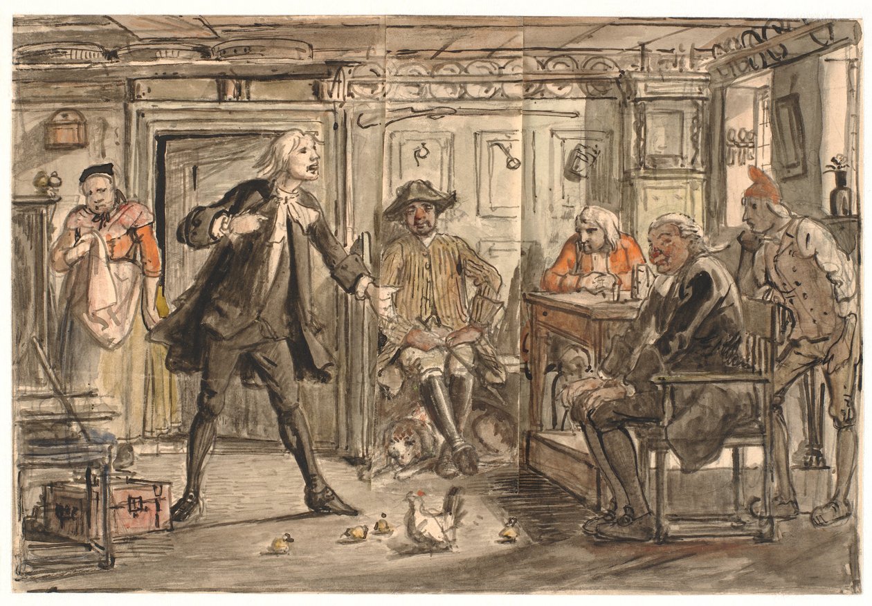 Erasmus Montanus discutiendo con Per Degn de Wilhelm Marstrand