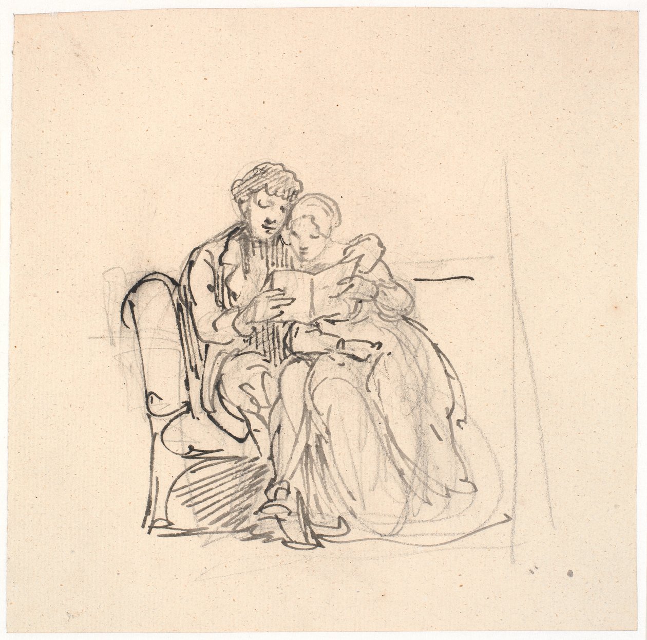 Una joven pareja leyendo una carta de Wilhelm Marstrand