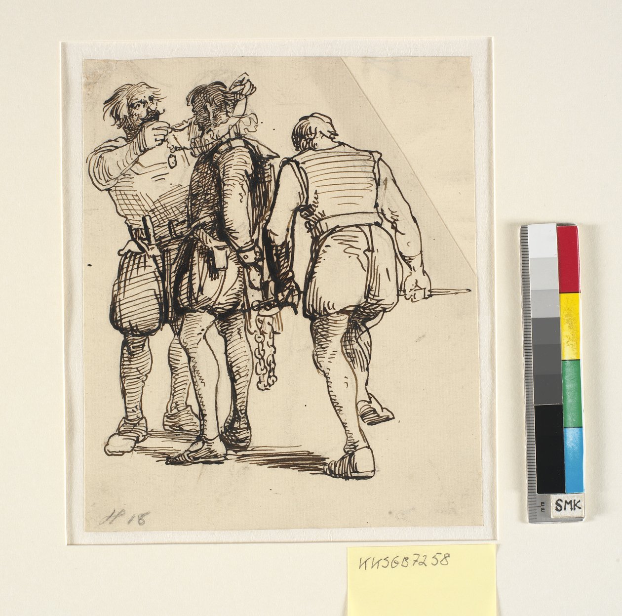 Grupo con Rosenkrantz a la derecha en el dibujo mencionado (kksgb7257) de Wilhelm Marstrand