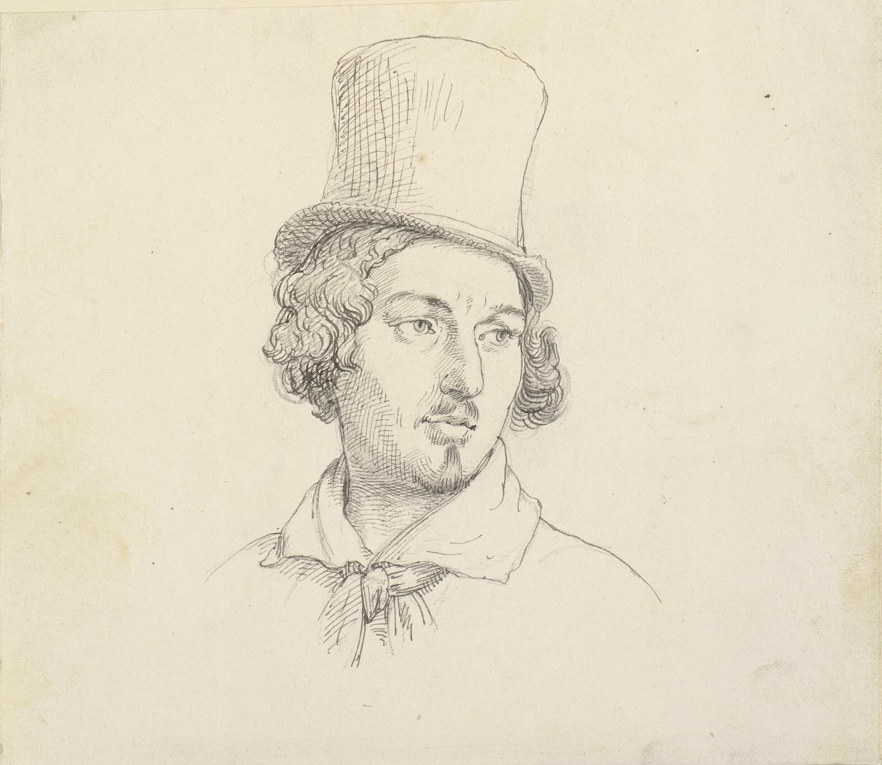 Cabeza de hombre con sombrero alto de Wilhelm Marstrand