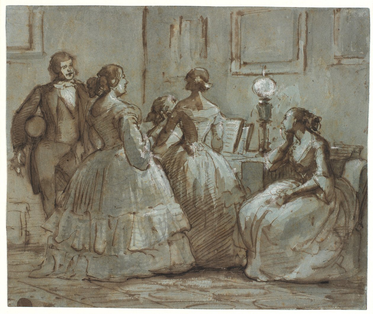 Escena de sociedad de Copenhague, haciendo música de Wilhelm Marstrand