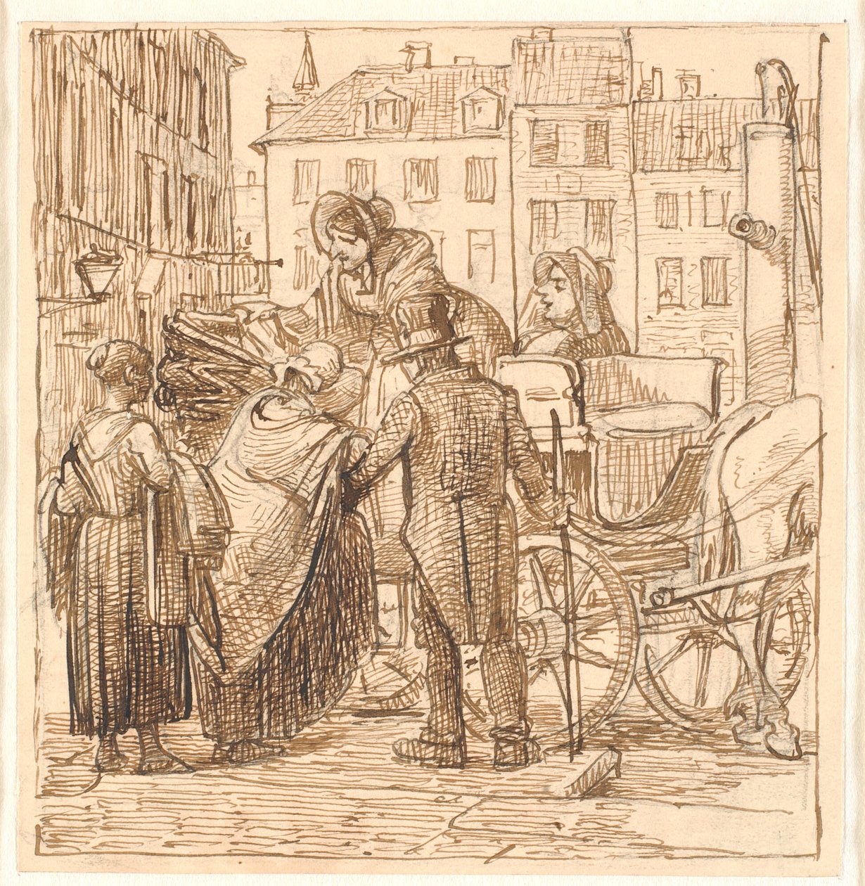 Madammerne sube al carruaje en Hanserplads de Wilhelm Marstrand