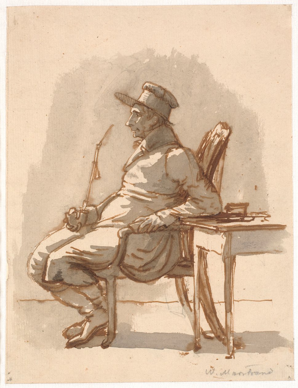Hombre con pipa y gorra. Tío del artista de Wilhelm Marstrand