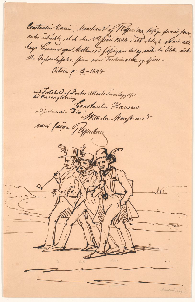 Marstrand, Constantin Hansen y Raffenberg de excursión de Wilhelm Marstrand