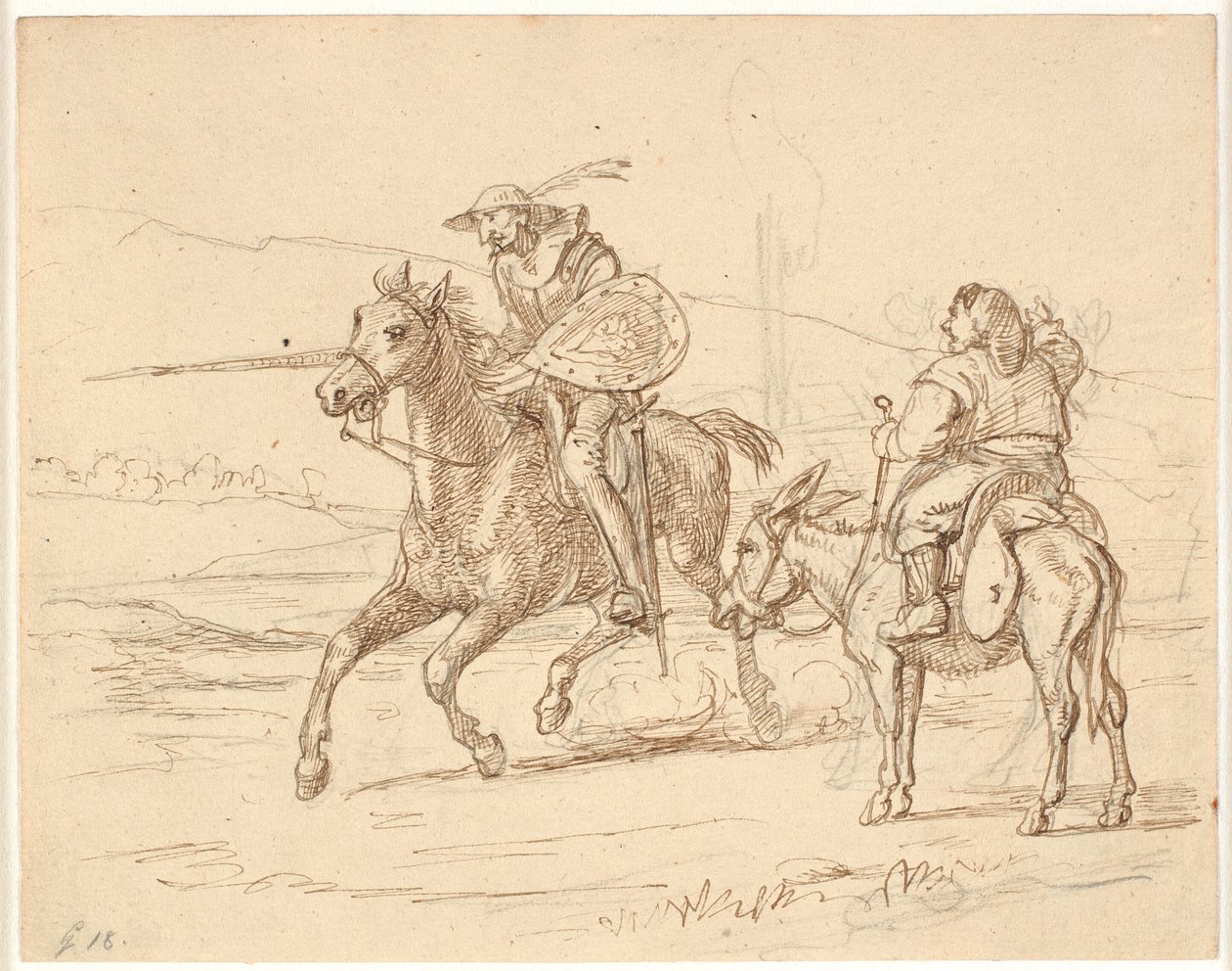Mens Sancho observa, Don Quijote ataca de Wilhelm Marstrand
