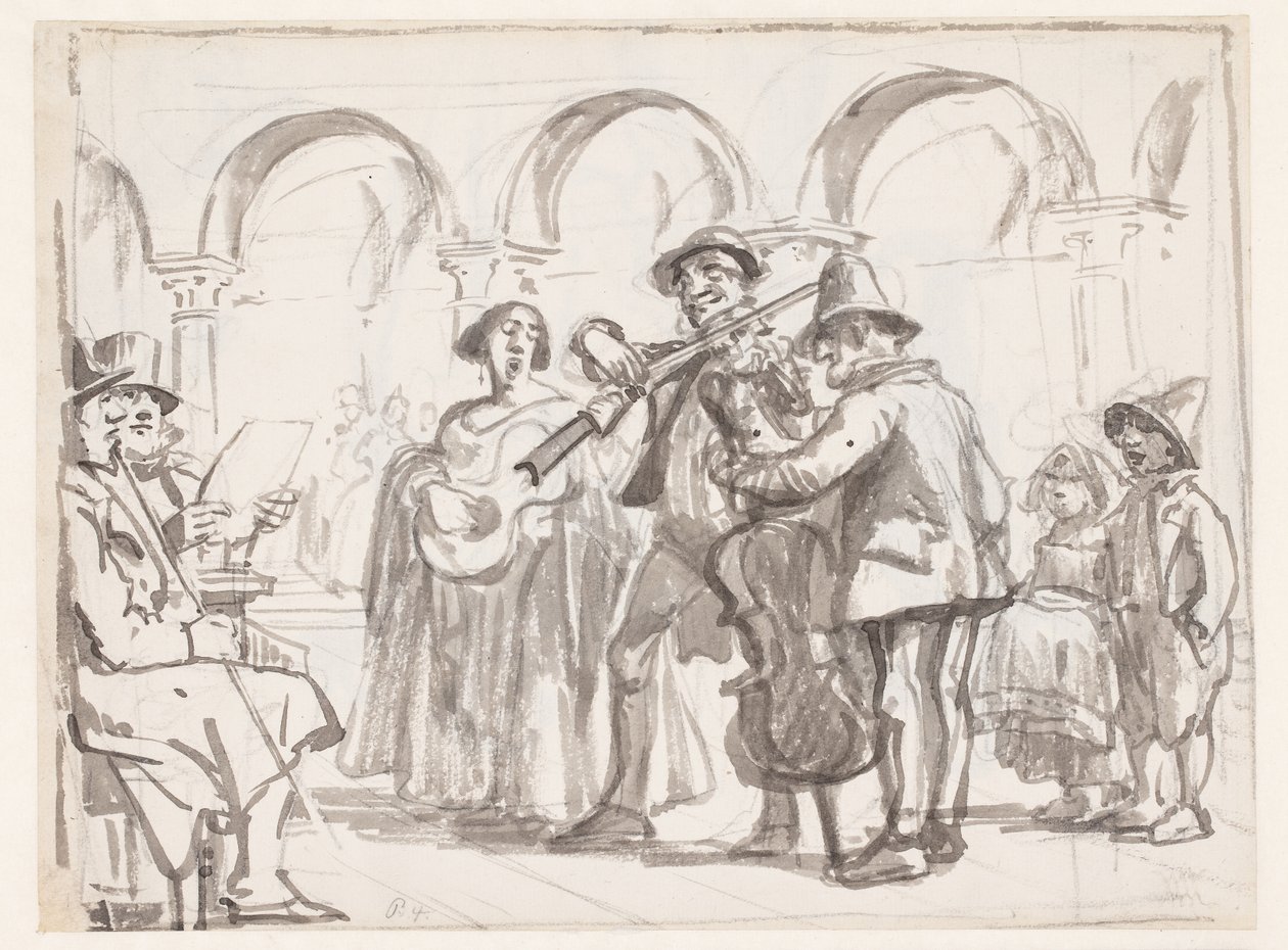 El músico en la Plaza de San Marcos, Venecia de Wilhelm Marstrand