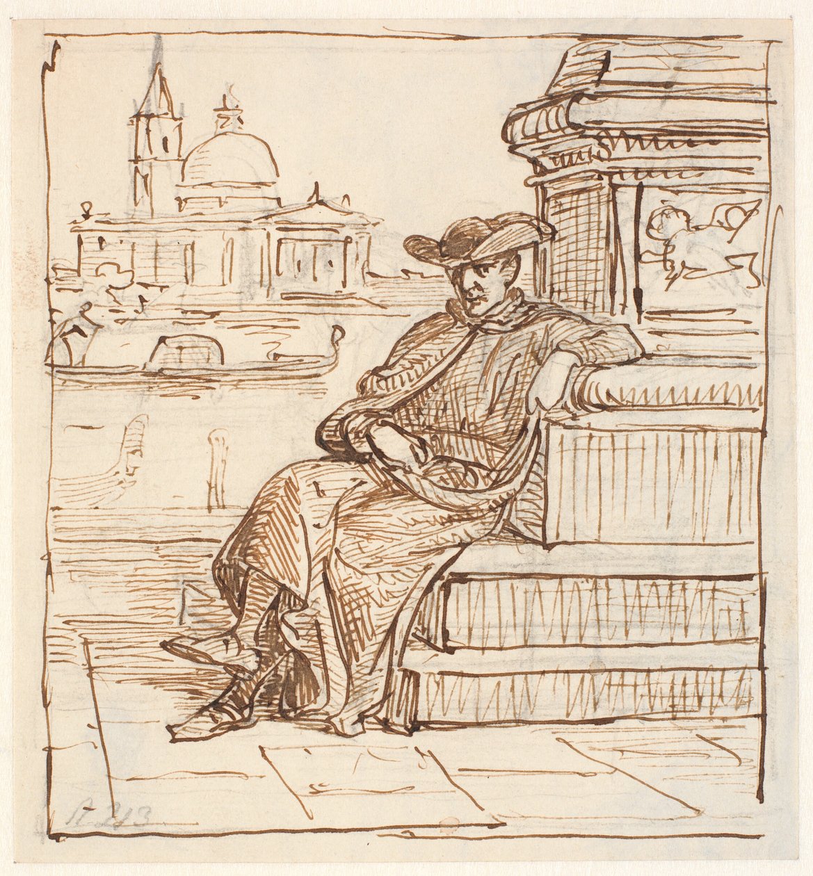 Sacerdote en la columna de Marens en la Piazzetta de Wilhelm Marstrand