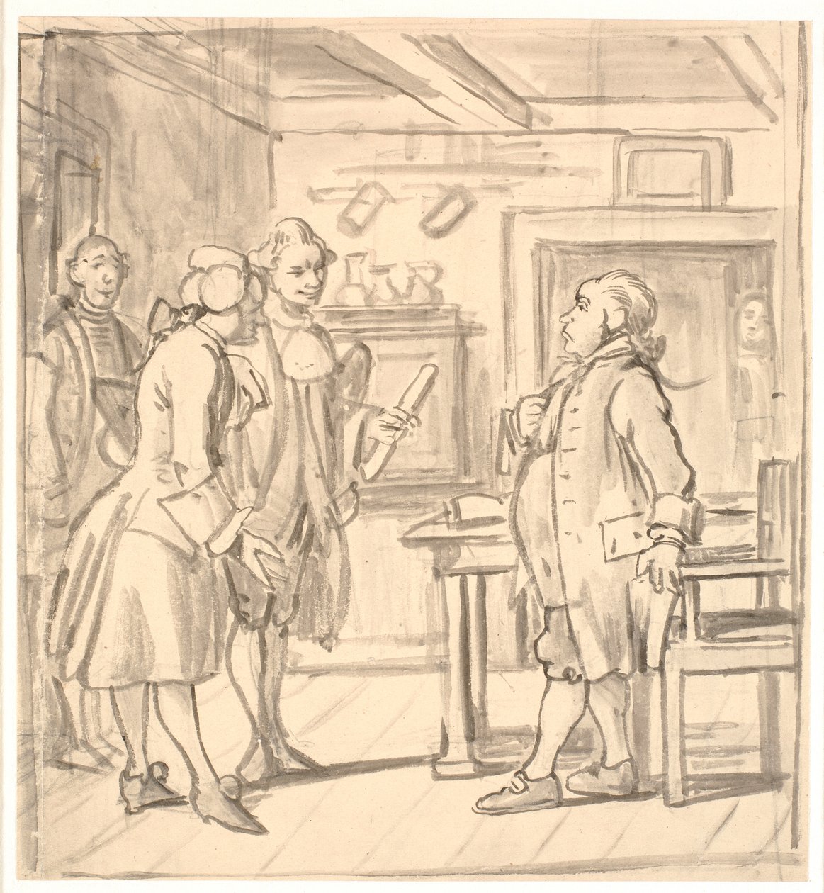Visita de felicitación de los concejales. (El calderero político) de Wilhelm Marstrand