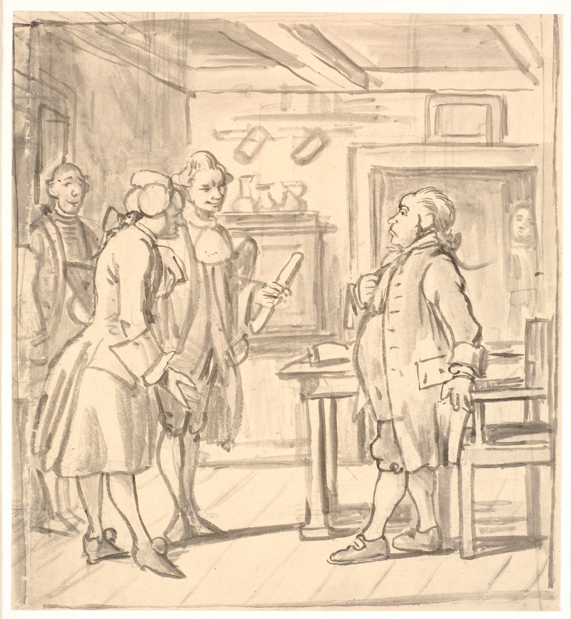 Visita de felicitación de los concejales. (El calderero político) de Wilhelm Marstrand