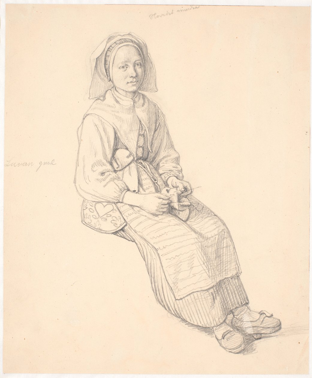 Mujer sueca sentada con tejido de Wilhelm Marstrand