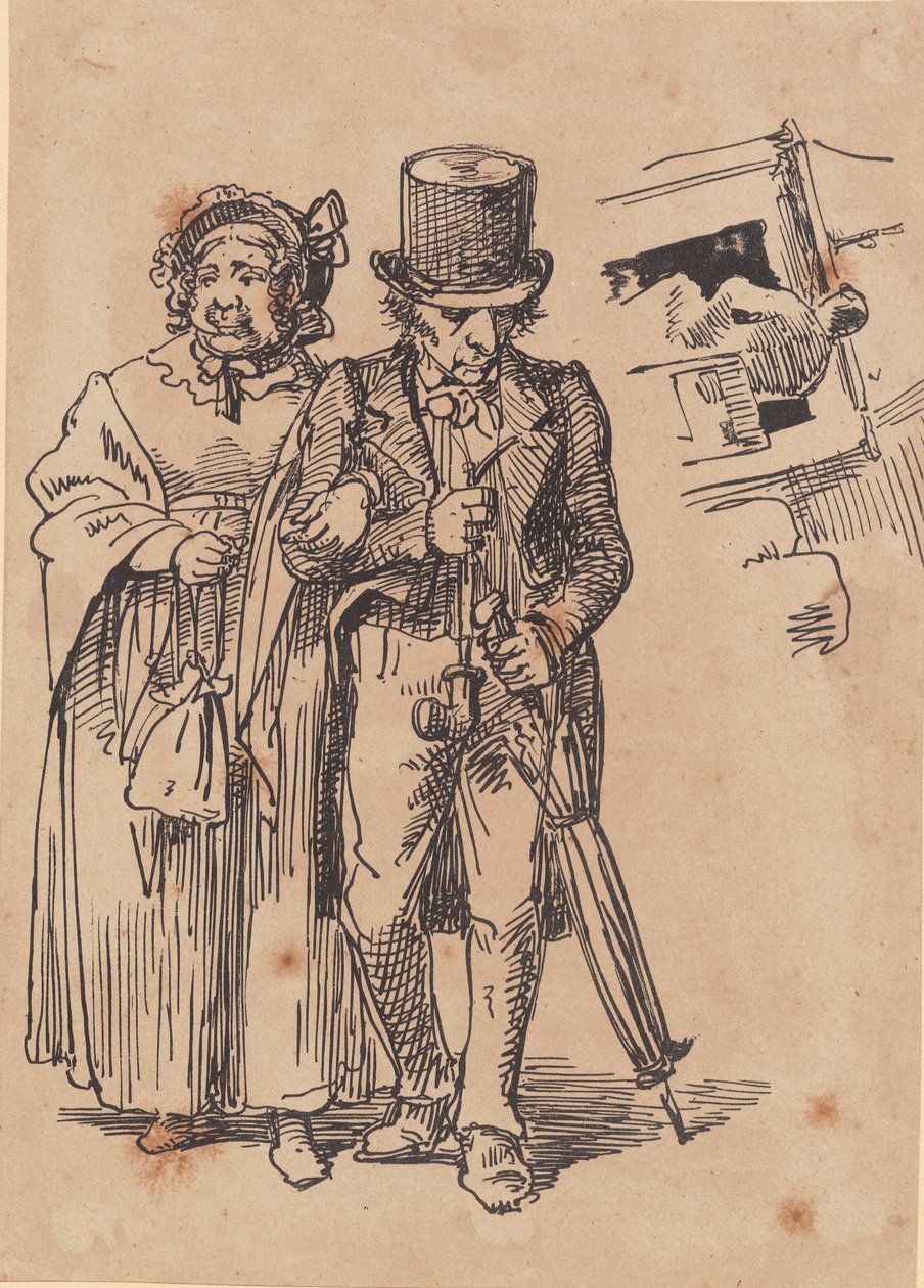 Pareja de ciudadanos mayores caminando de Wilhelm Marstrand