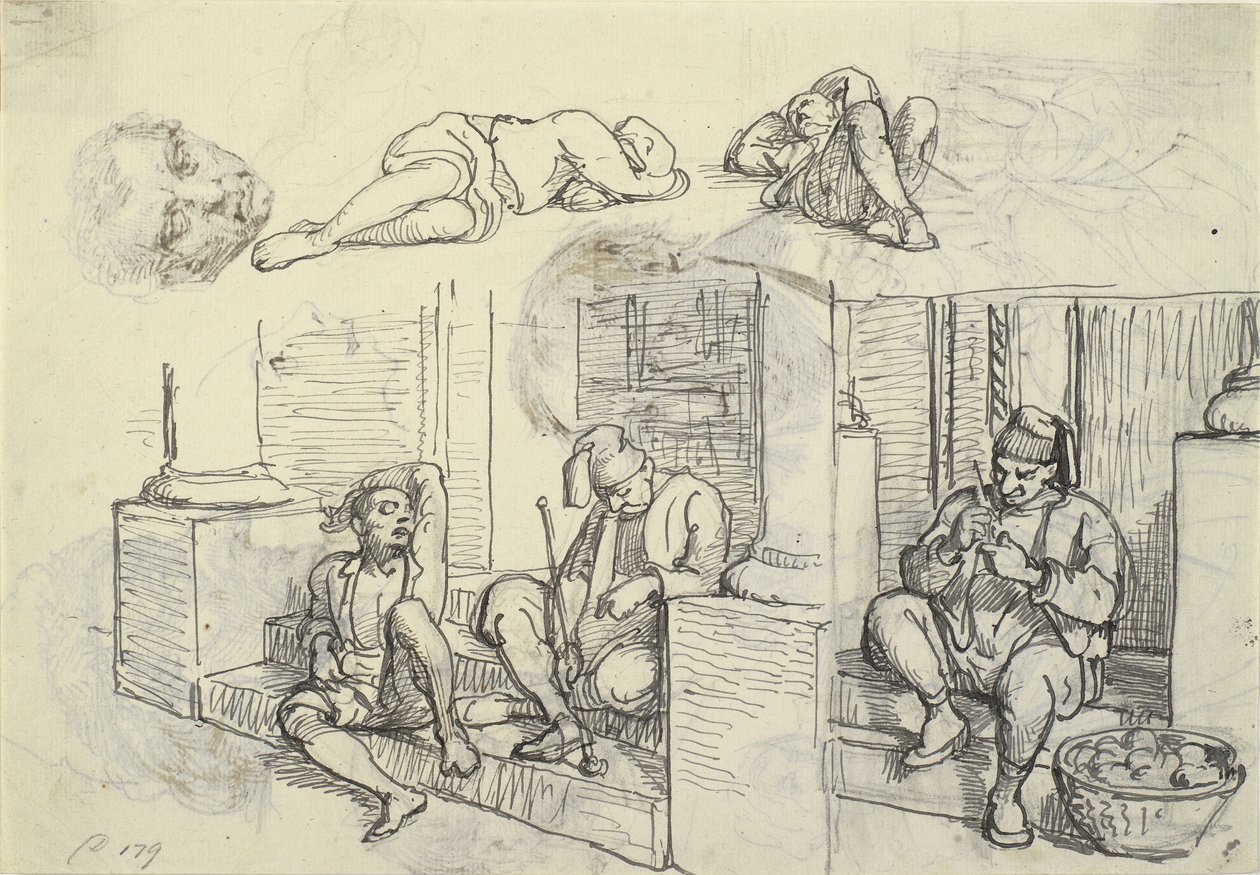Estudios de turco y lazzaroni en una escalera de Wilhelm Marstrand