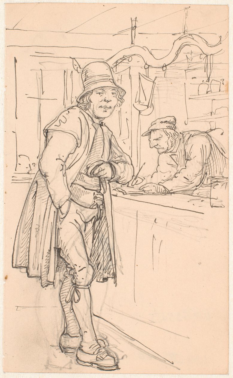 Campesino sueco en la tienda de Wilhelm Marstrand