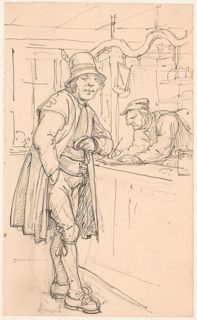 Campesino sueco en la tienda de Wilhelm Marstrand