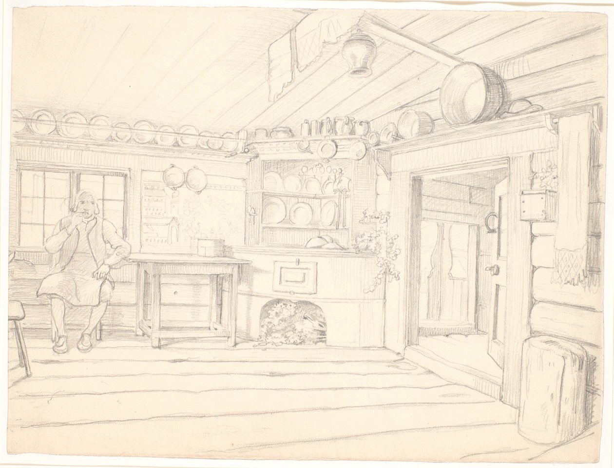 Interior campesino sueco de Wilhelm Marstrand