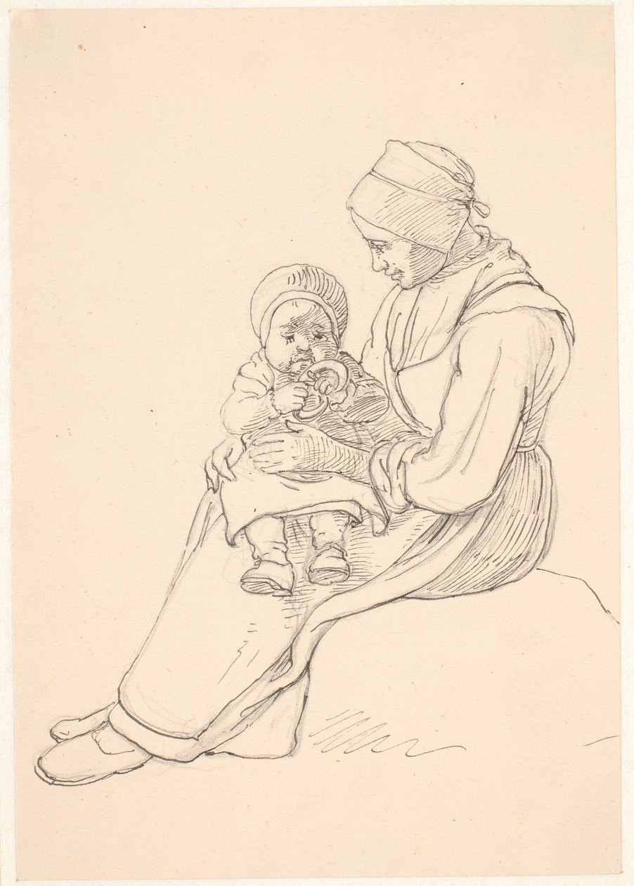 Niña sueca con un niño en el regazo de Wilhelm Marstrand