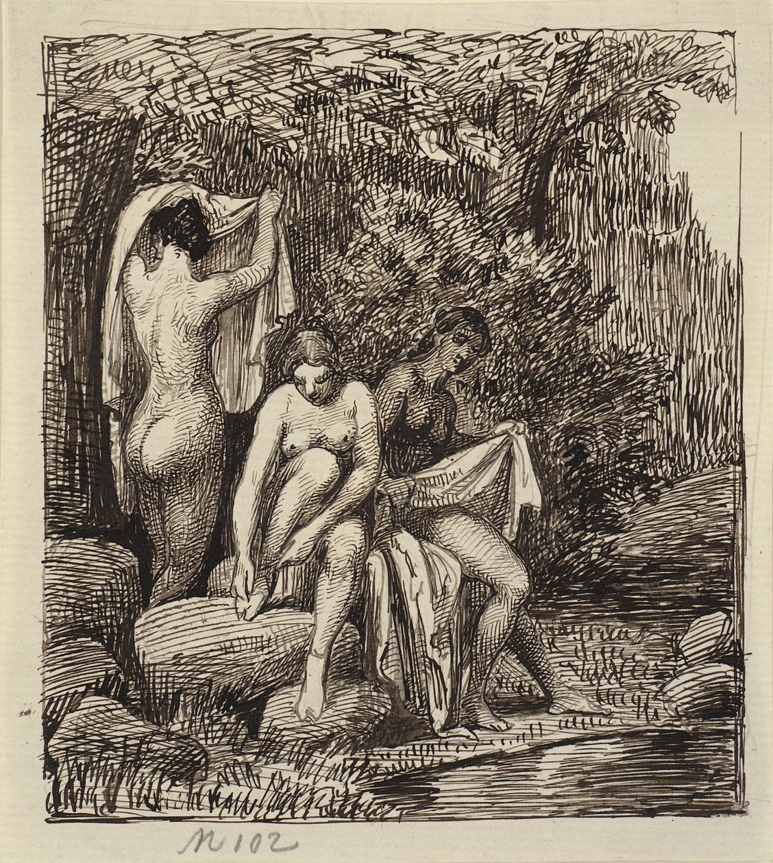Tres mujeres bañándose de Wilhelm Marstrand