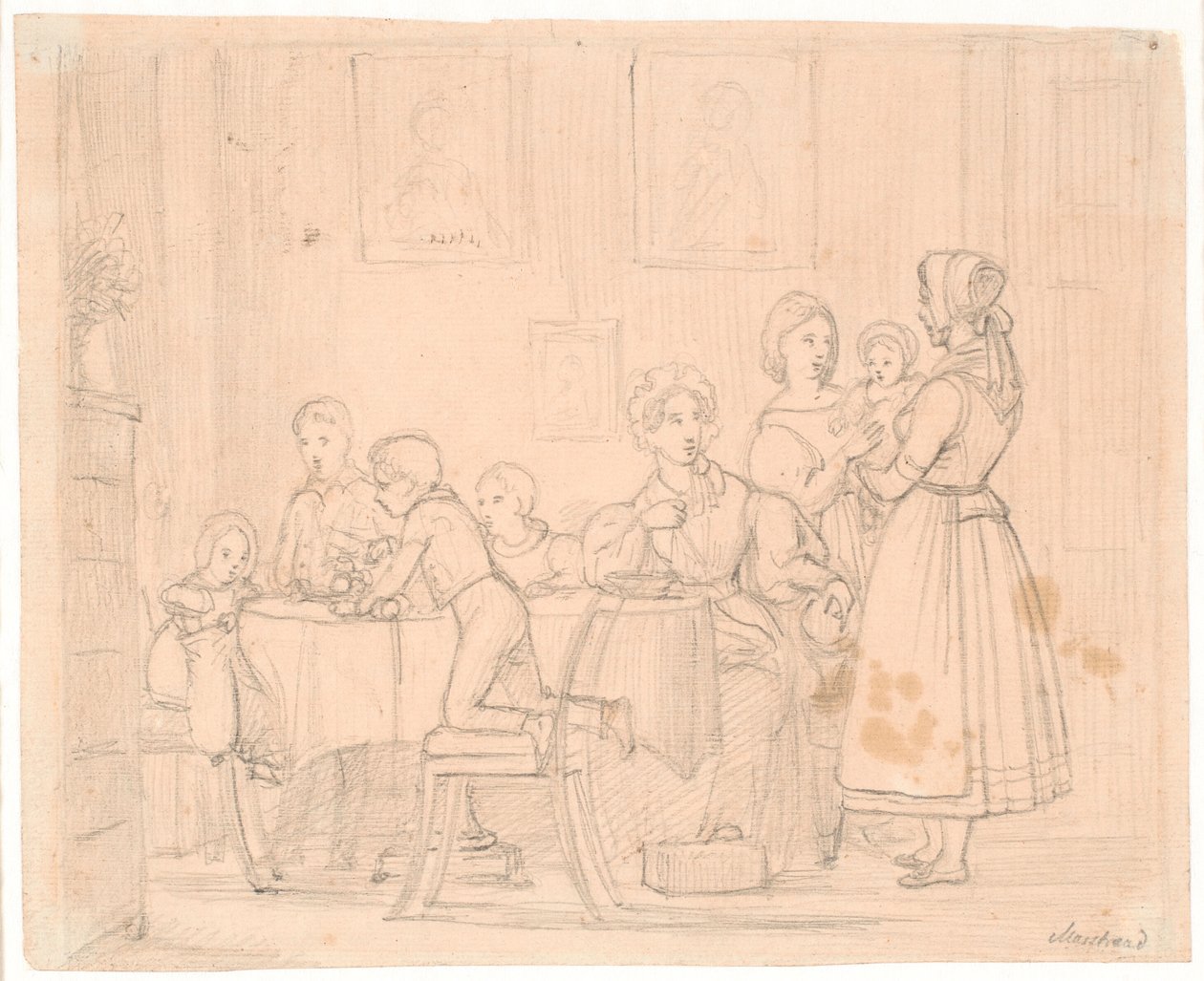 Boceto para el retrato de la familia Waagepetersen de Wilhelm Marstrand