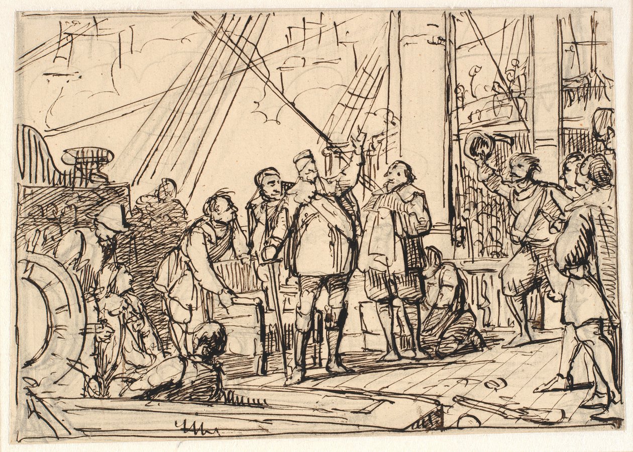Boceto para la pintura en la capilla de Chr. 4 en Roskilde "Chr. 4 en la Trinidad" de Wilhelm Marstrand