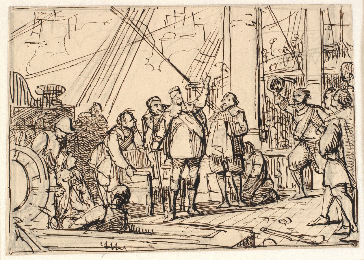 Boceto para la pintura en la capilla de Chr. 4 en Roskilde "Chr. 4 en la Trinidad" de Wilhelm Marstrand