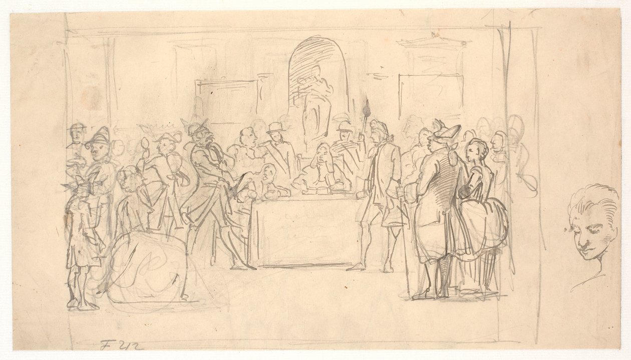 Borrador para la escena final de El naufragio feliz de Wilhelm Marstrand
