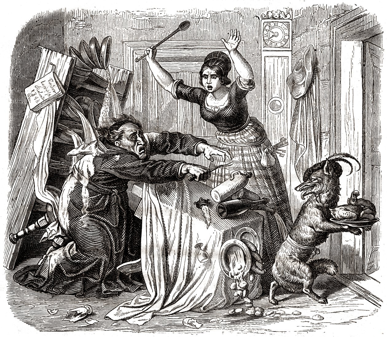 El zorro roba un capón de la mesa de un cura de Wilhelm von Kaulbach