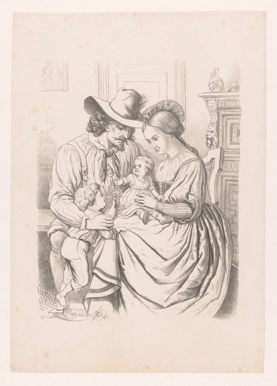 Familia con niños pequeños Tercera edad de la vida humana Álbum de arte de WP van Geldorp (título de la serie) de Wilhelmus Petrus van Geldorp