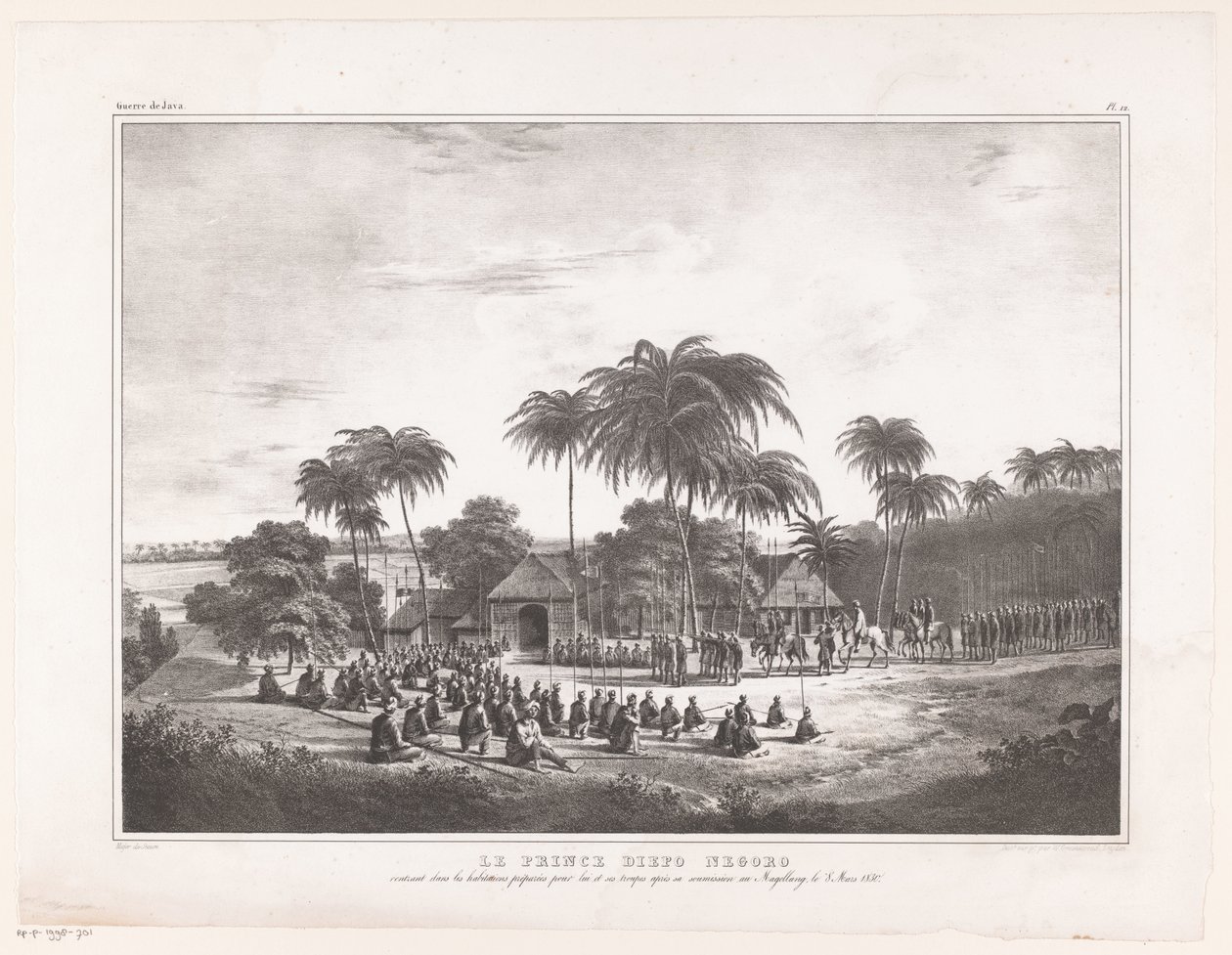 Aankomst van Prins Diepo Black in MagelangEl Príncipe Diepo Black (título en el objeto)Memorias del Atlas sobre la Guerra de Java de 1825 a 1830 (título de la serie) de Wilhelmus van Groenewoud