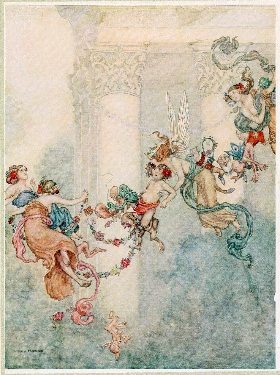 Puck: Ella nunca tuvo un cambio tan dulce, de Sueño de una noche de verano, pub. 1914 de Wiliam Heath Robinson