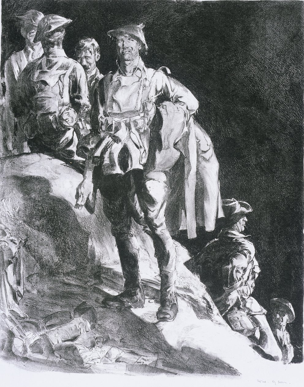 Compañía esperando alivio, la oruga, cerca de Ville-sur-Ancre, 1918 de Will Dyson