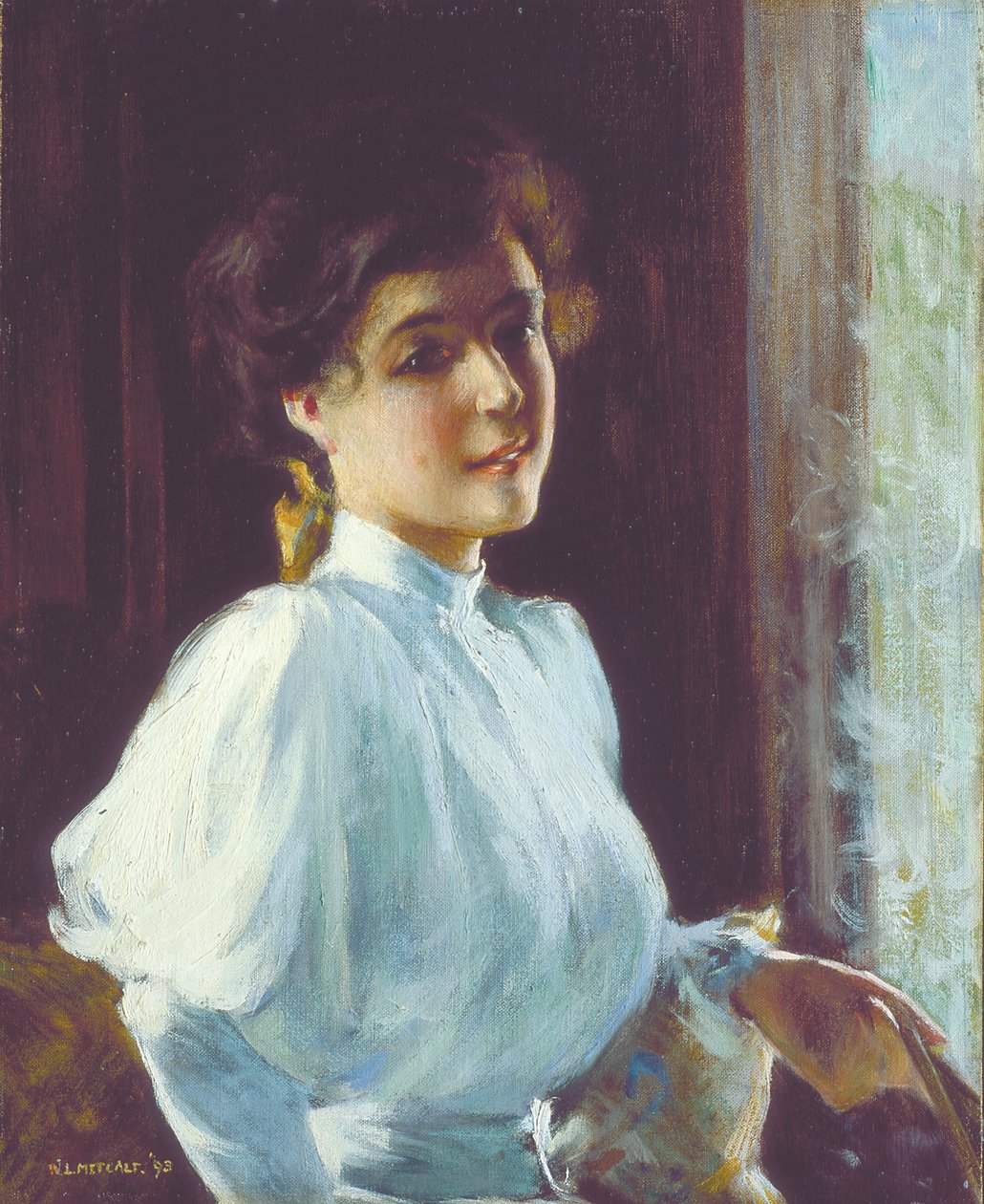 Una mujer joven (óleo sobre lienzo) de Willard Leroy Metcalf