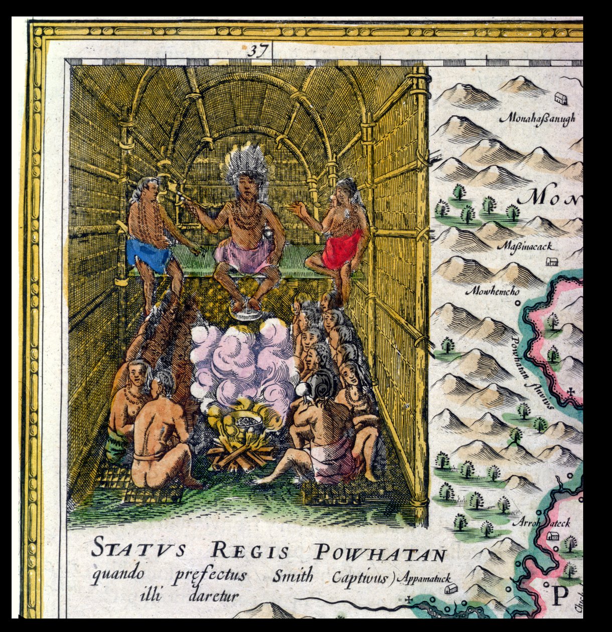 El Jefe de la Tribu Powhattan, (detalle) de Joan Blaeu