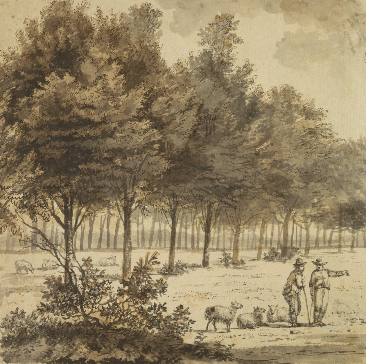 Dos pastores y una avenida de Willem de Heusch