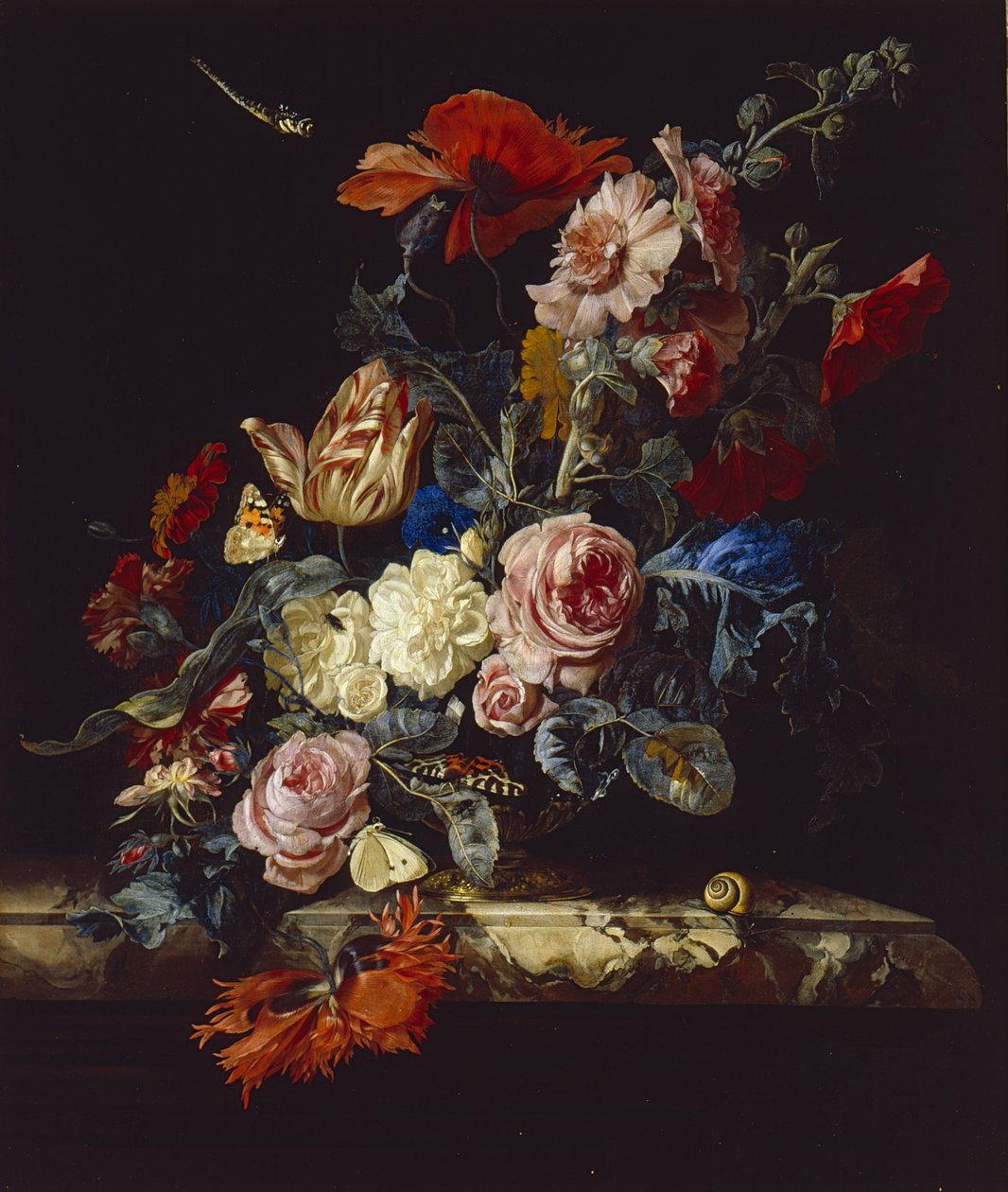 Un jarrón de flores, 1663 de Willem van Aelst