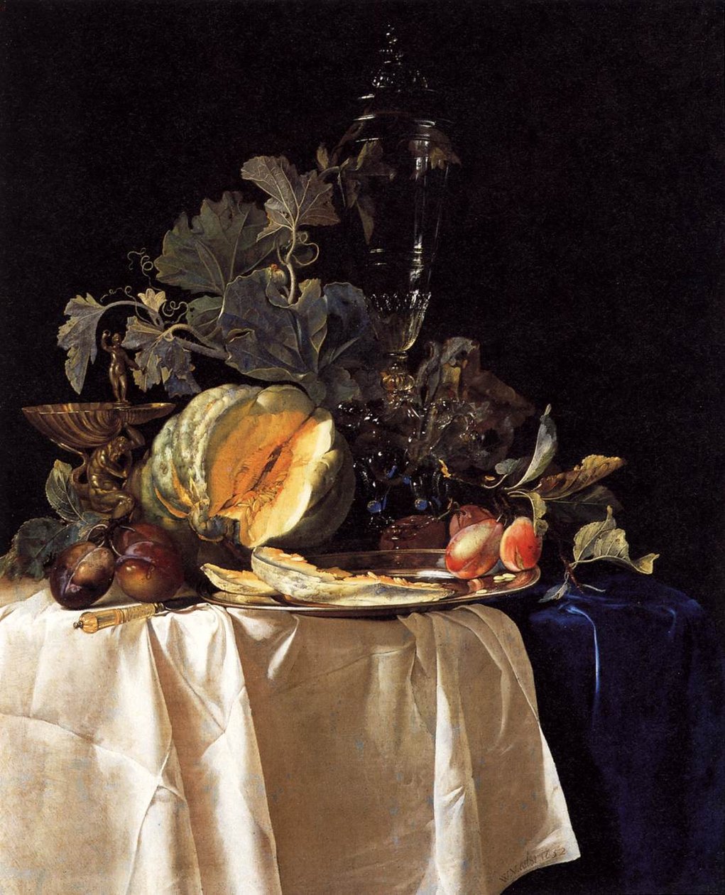 Bodegón con frutas y jarrón de cristal de Willem van Aelst