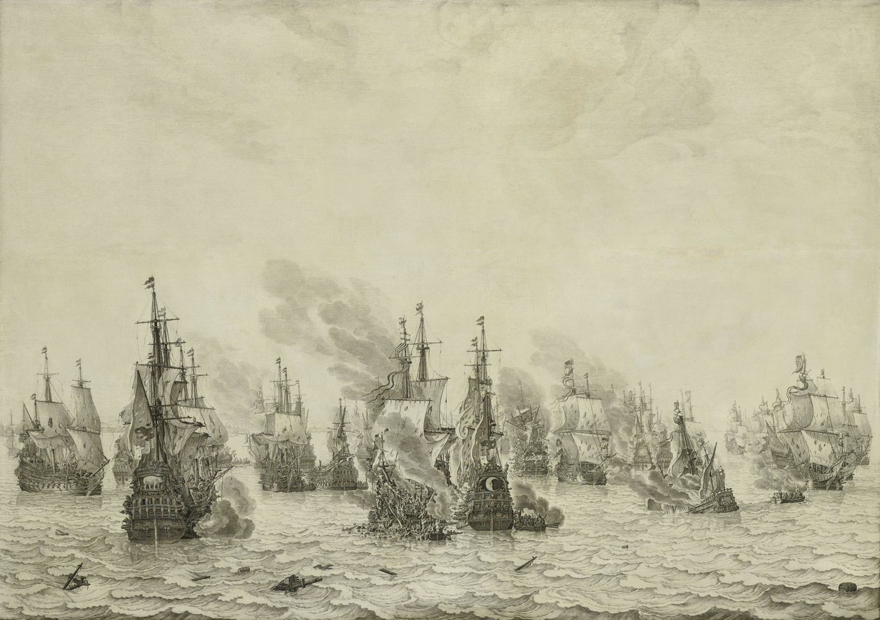 La batalla de Livorno o Leghorn, c.1659-99 de Willem van de Velde the Elder