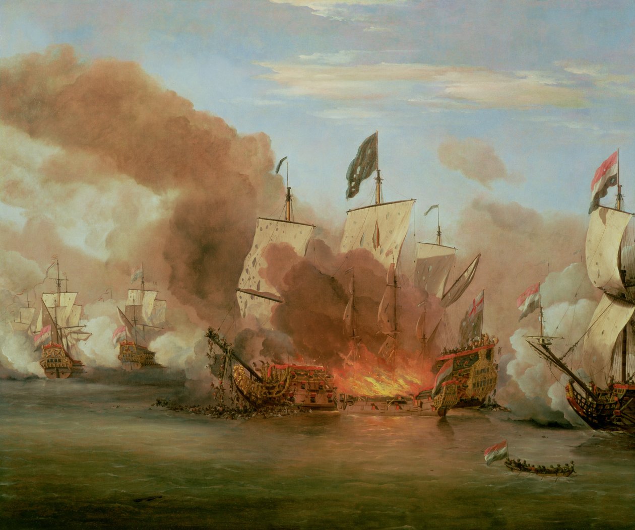 El Incendio del Royal James en la Batalla de Sole Bank, 6 de junio de 1672 de Willem van de Velde the Younger