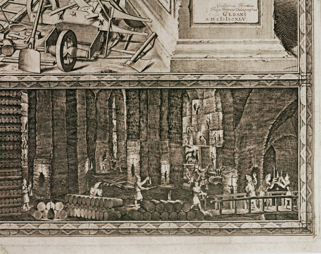 Las salinas de Wieliczka, cerca de Cracovia, producían aproximadamente un tercio de los ingresos de los reyes polacos ... (grabado) de Willem (c.1597 1660) Hondius