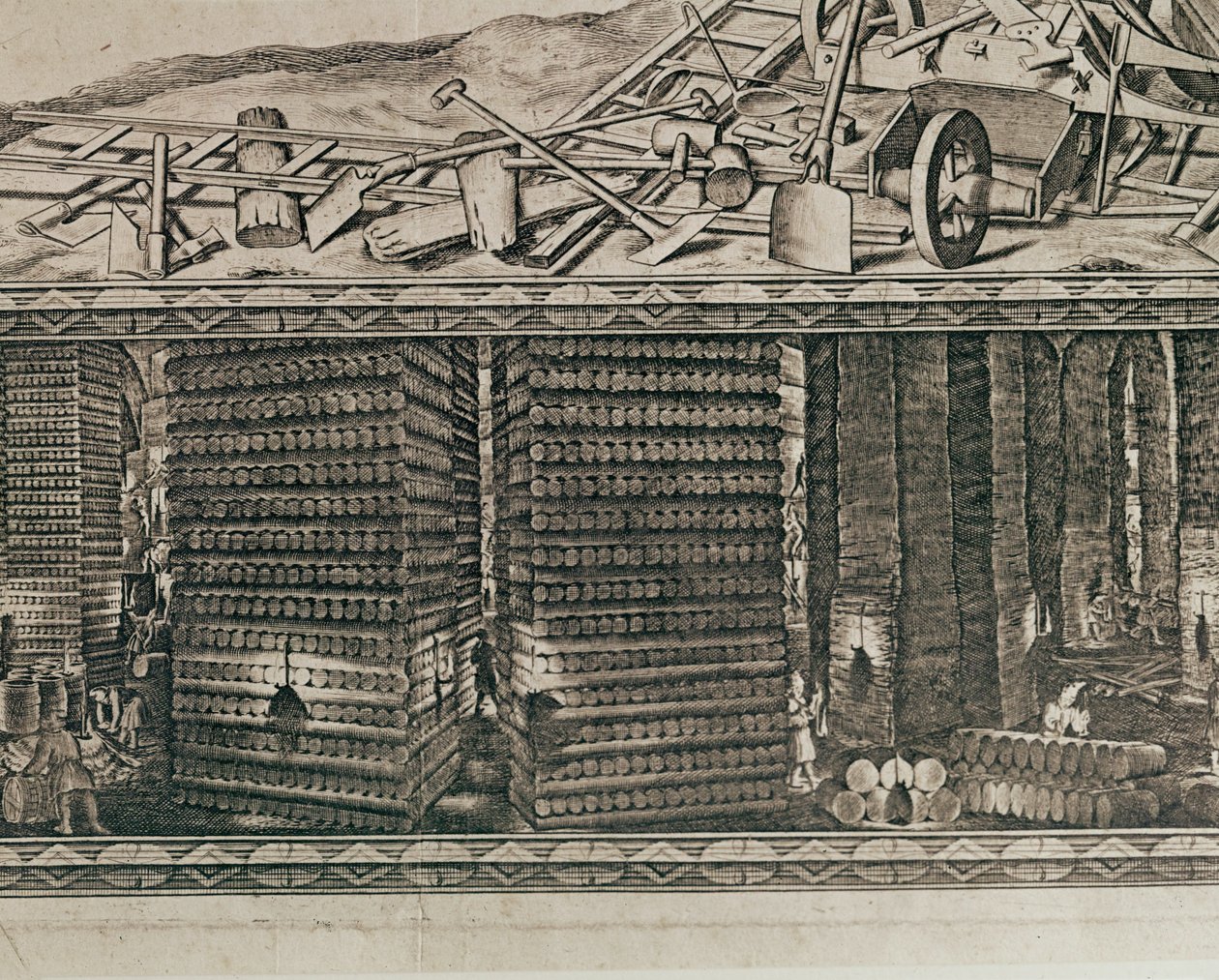 Las salinas de Wieliczka, cerca de Cracovia, producían aproximadamente un tercio de los ingresos de los reyes polacos ... (grabado) de Willem (c.1597-1660) Hondius